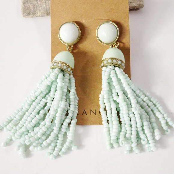 Lee angel Mint Green shiny ball Enamel Crystal Waterfall Bead earrings NWT 138 - Picture 5 of 6